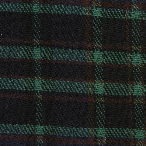 Dark Blue Plaid Interlock Knit, Poly-Viscose