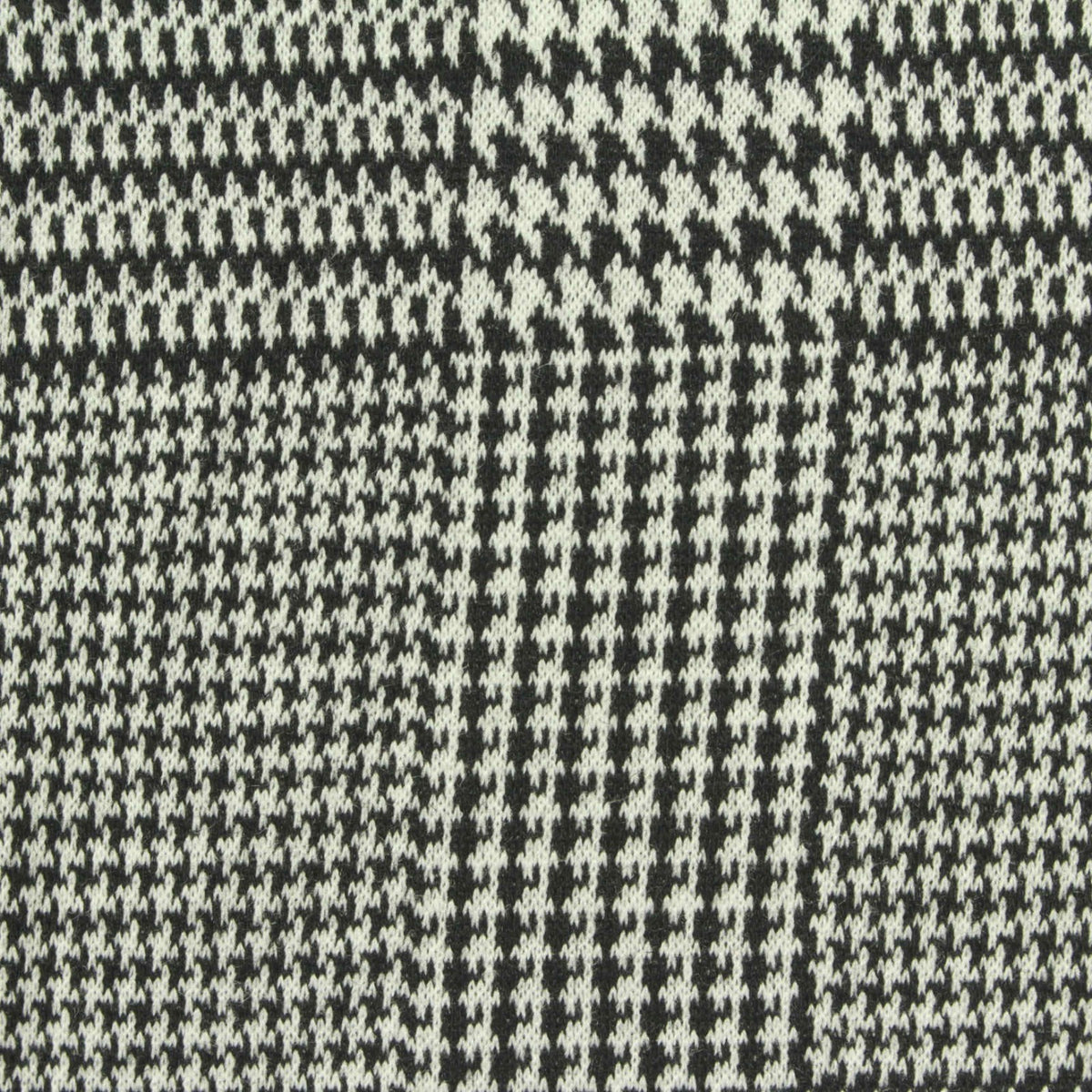 Black Houndstooth Interlock Knit, Poly-Viscose, 340 gsm
