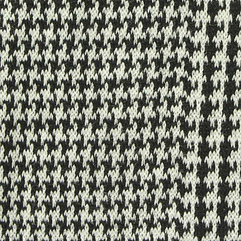 Black Houndstooth Interlock Knit, Poly-Viscose, 340 gsm