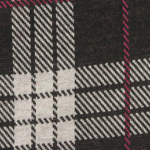 Black Plaid Interlock Knit, Polyester, 284 gsm