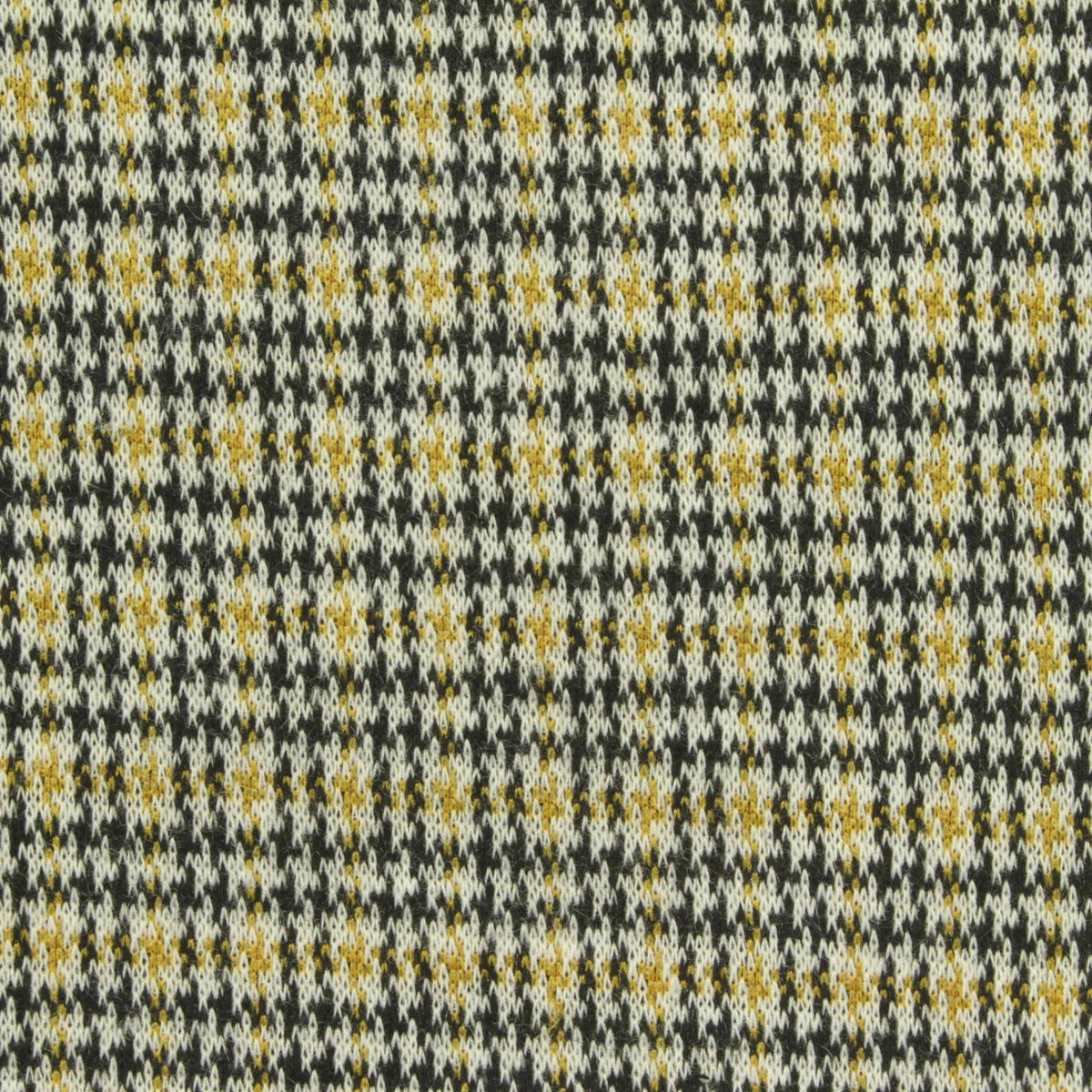 Black Houndstooth Interlock Knit, Poly-Viscose, 274 gsm