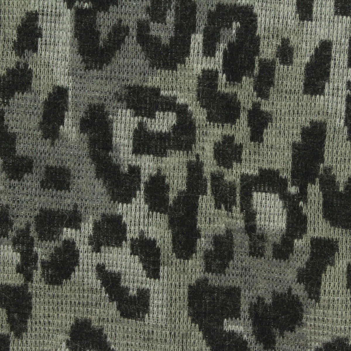 Dark Grey Leopard Interlock Knit, Polyester, 248 gsm