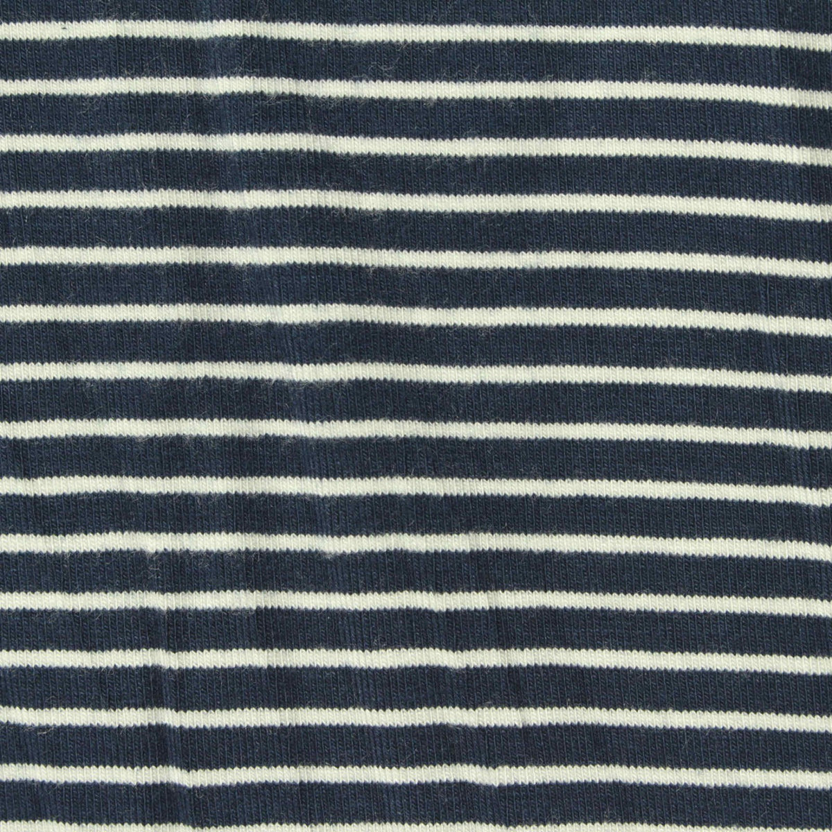 Navy Horizontal-Stripe Jersey Knit, Viscose, 260 gsm