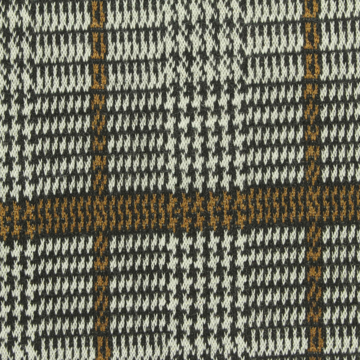 Black Plaid Interlock Knit, Polyester, 289 gsm