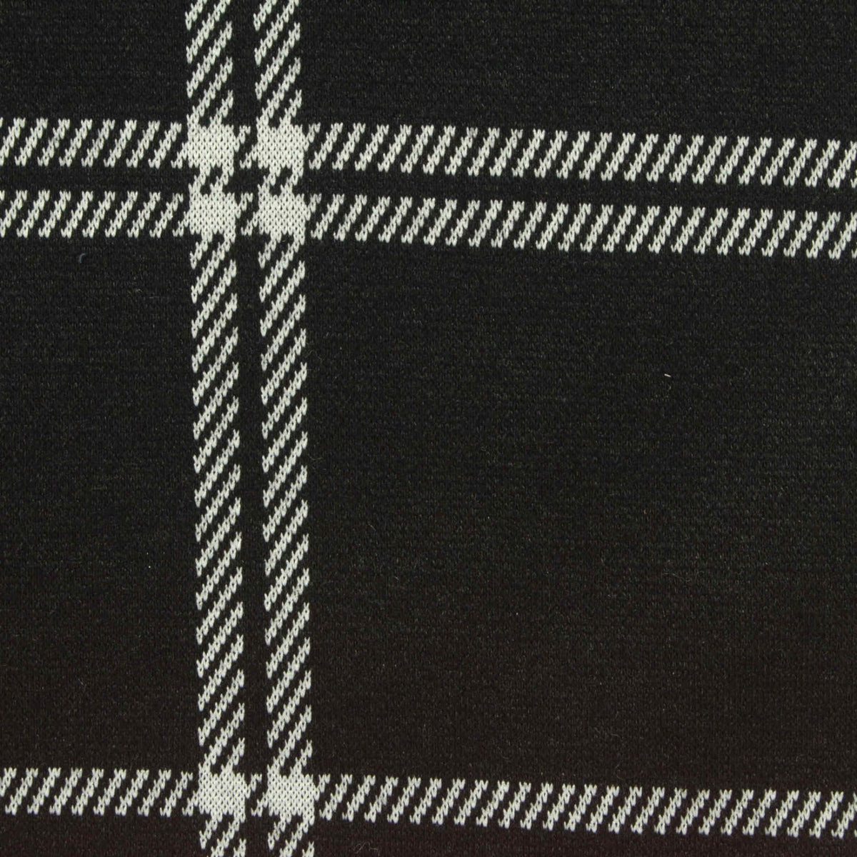 Black Plaid Interlock Knit, Polyester, 336 gsm
