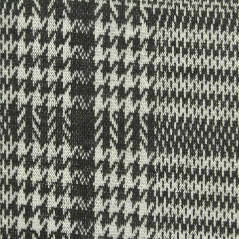 Black Houndstooth Interlock Knit, Polyester, 240 gsm