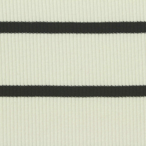 Off-White Horizontal-Stripe Rib Knit, Poly-Viscose, 250 gsm, 150 cm