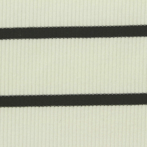 Beige Horizontal-Stripe Rib Knit, Poly-Viscose, 230 gsm