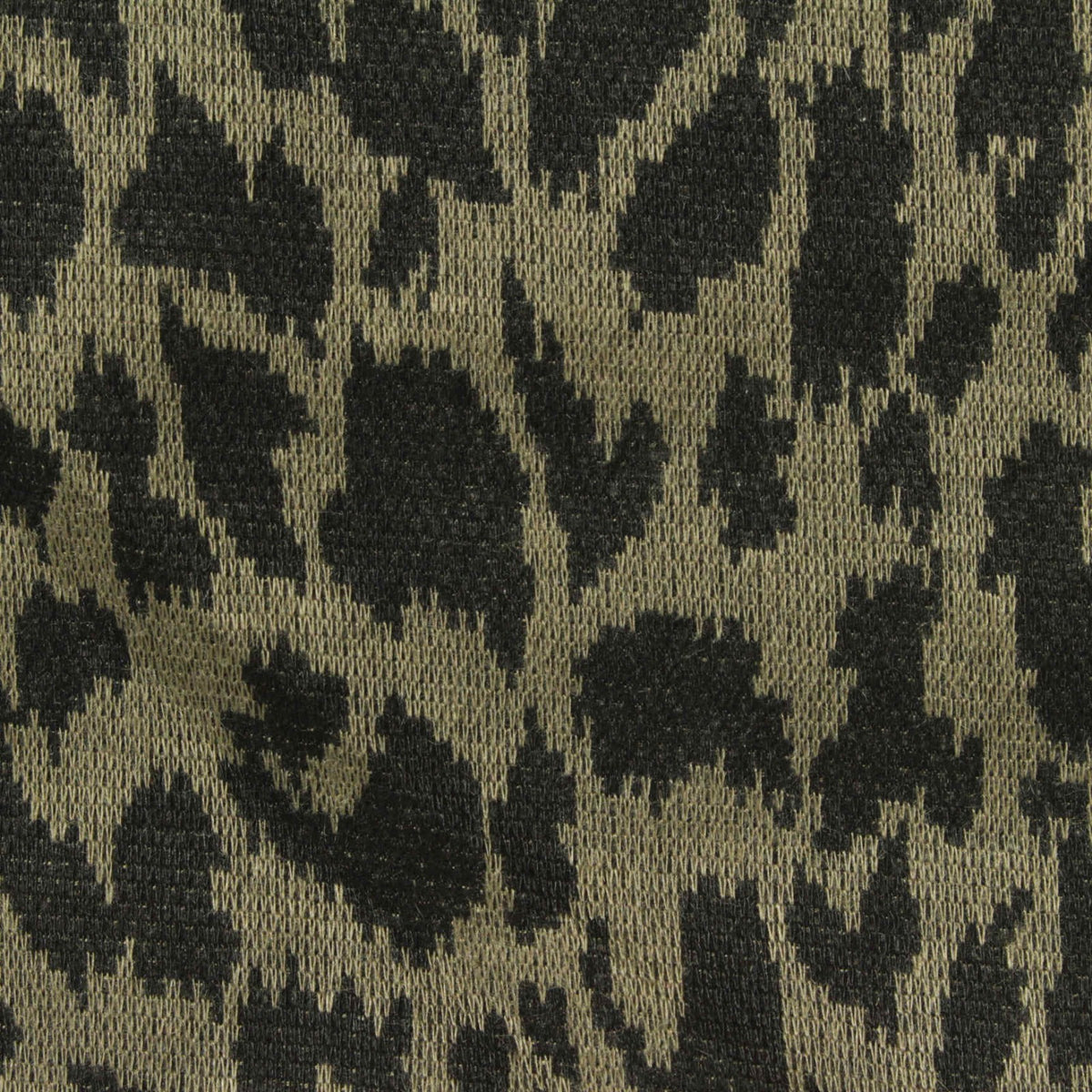 Dark Green Leopard Interlock Knit, Polyester