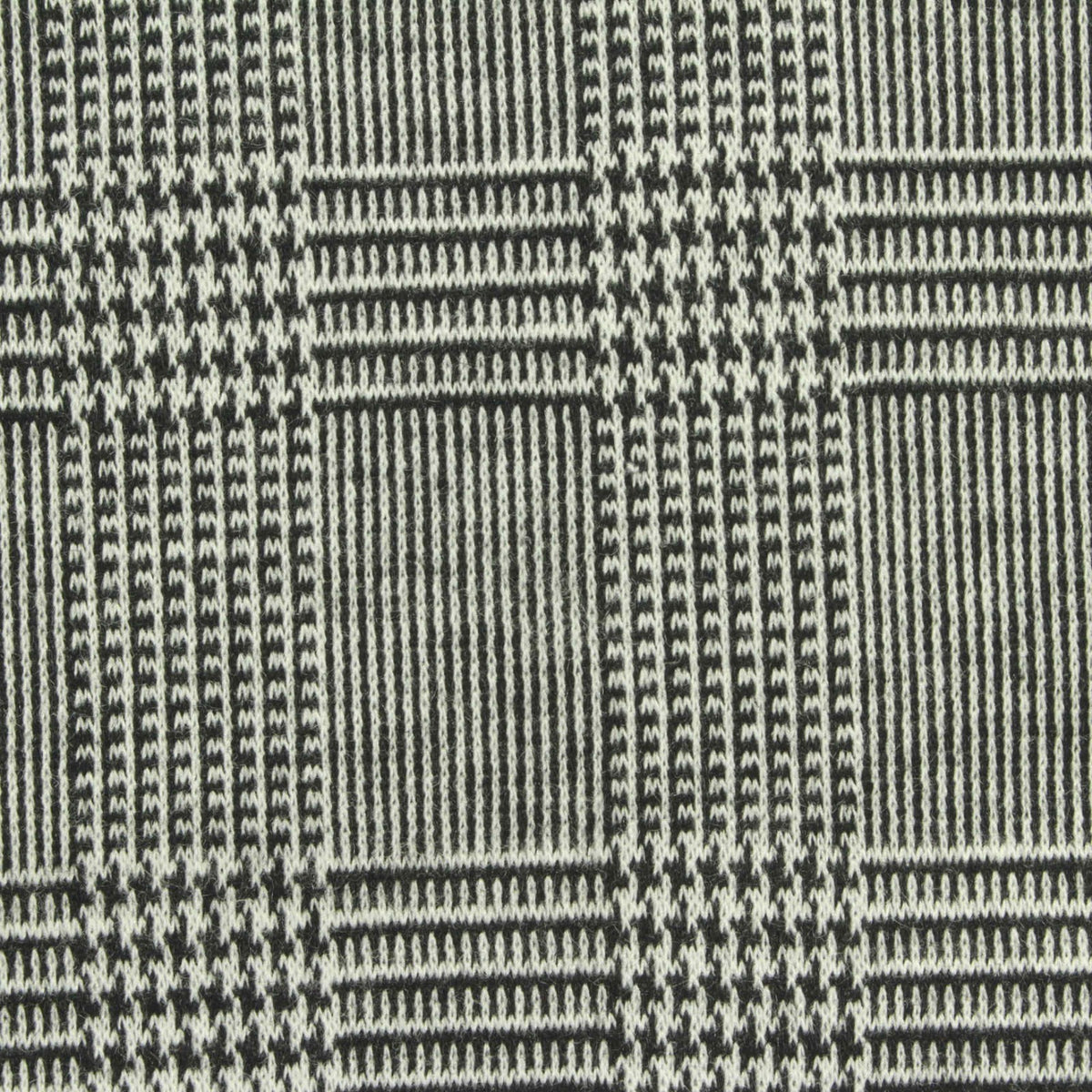 Black Plaid Interlock Knit, Polyester, 280 gsm