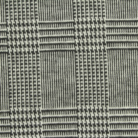Black Plaid Interlock Knit, Polyester, 280 gsm