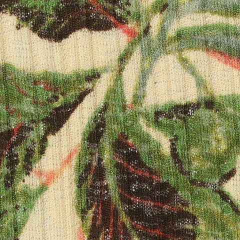 Green Leaves Rib Knit, Polyester, 130 gsm