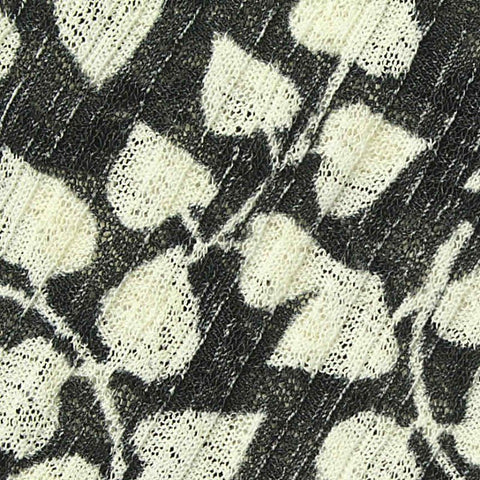 Cream Leaves Rib Knit, Polyester