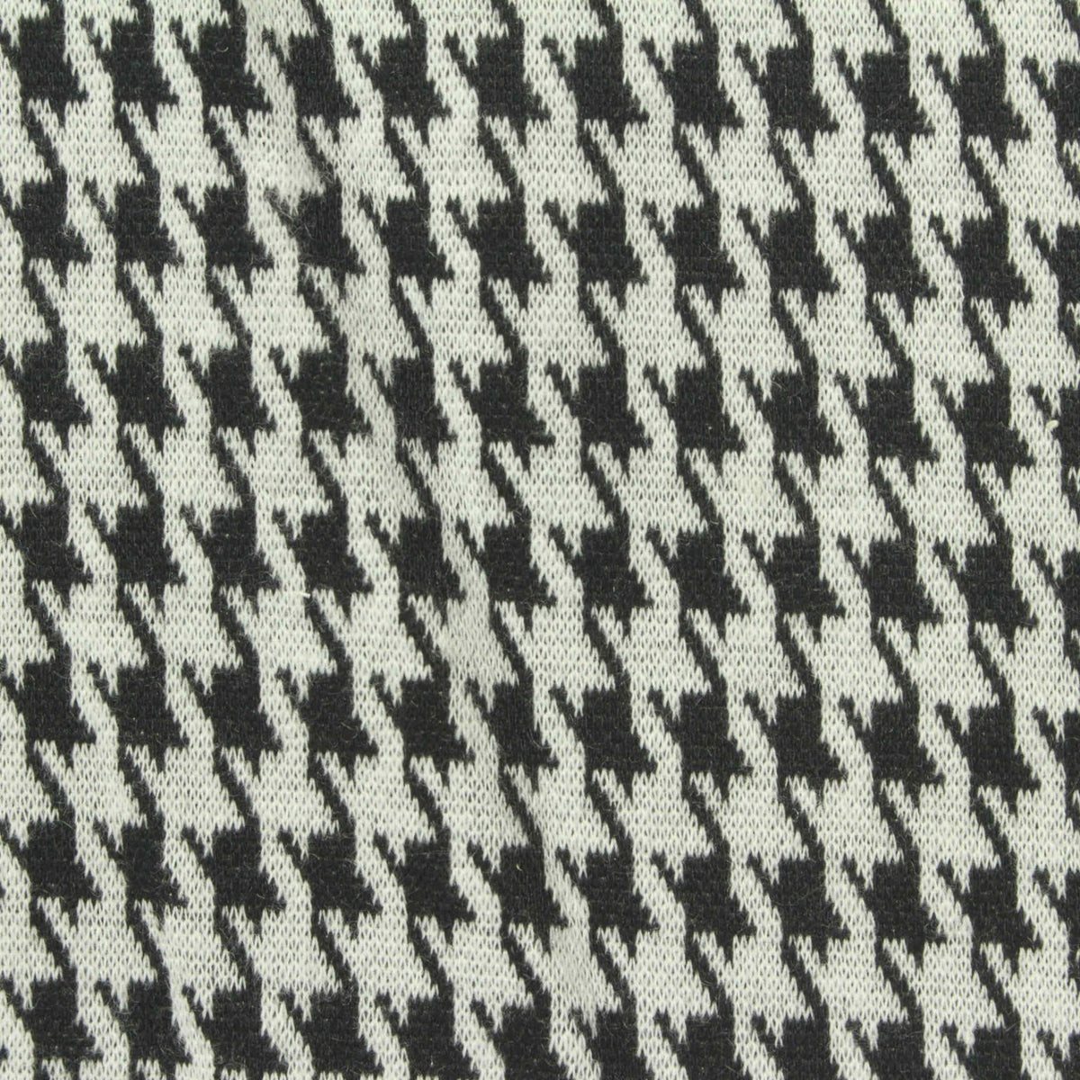 Black Houndstooth Interlock Knit, Polyester, 275 gsm