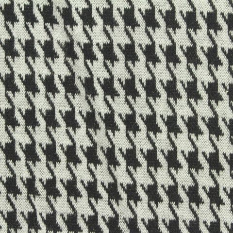 Black Houndstooth Interlock Knit, Polyester, 275 gsm
