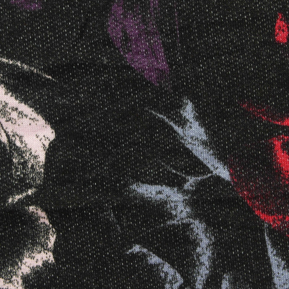 Purple Abstract French Terry, Viscose-Poly