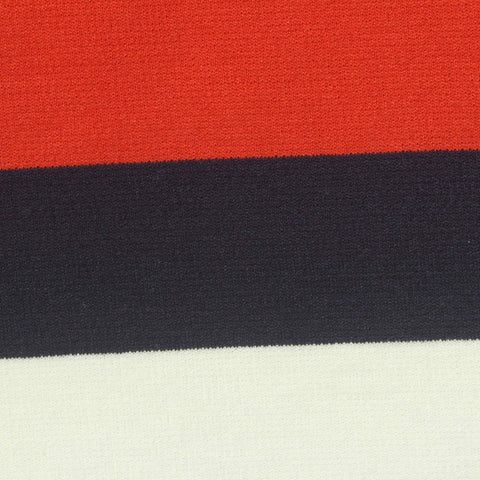 Red Horizontal-Stripe Rib Knit, Poly-Viscose, 310 gsm