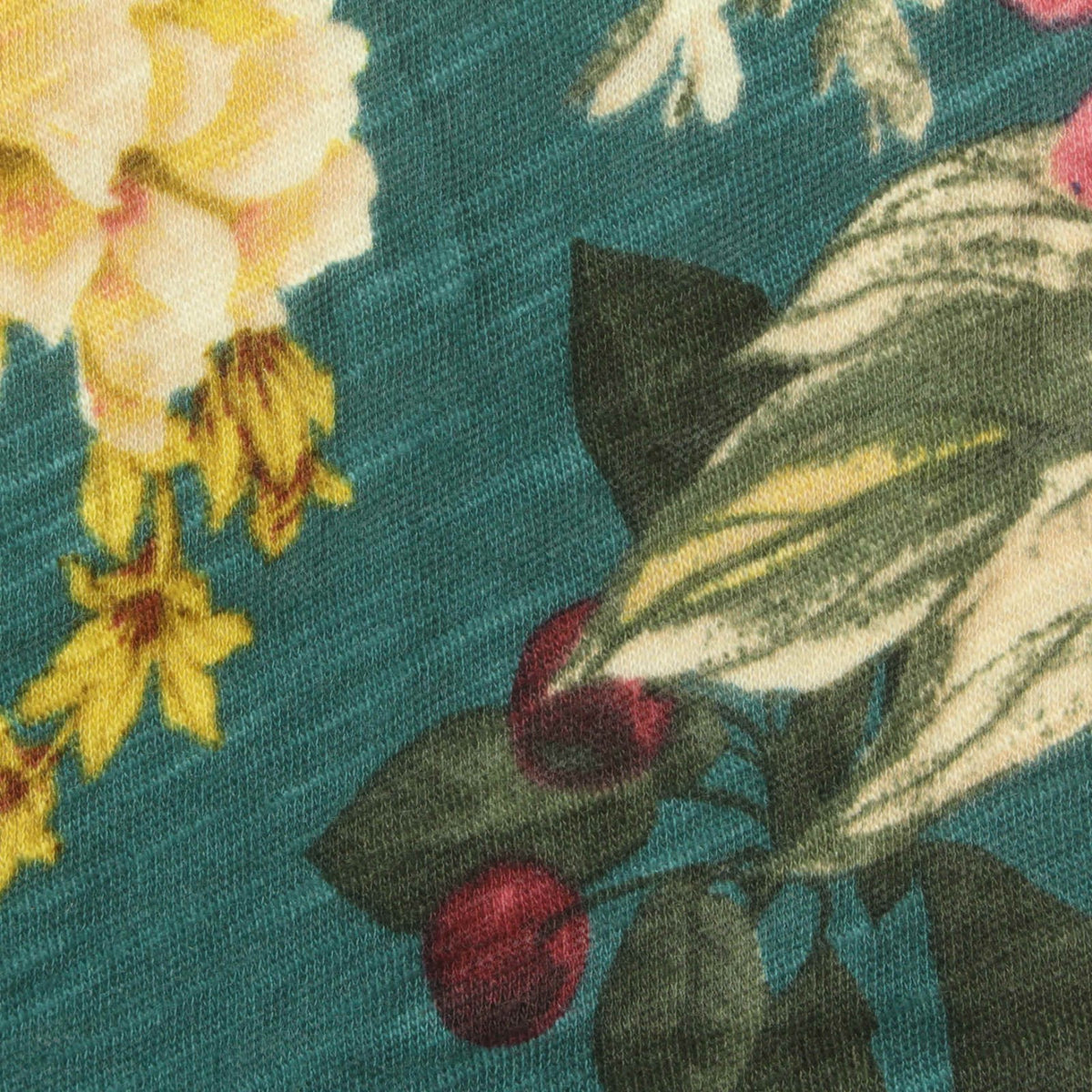 Yellow Floral Jersey Knit, Cotton-Modal