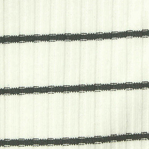 Dark Grey Horizontal-Stripe Rib Knit, Polyester, 220 gsm