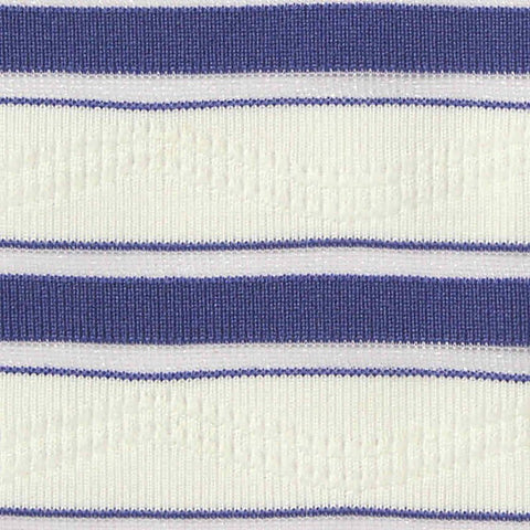 Blue Horizontal-Stripe Jersey Knit, Polyester, 170 gsm