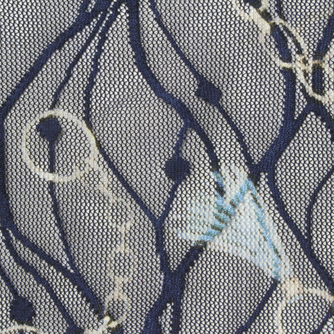 Dark Blue Lines Lace, Polyester