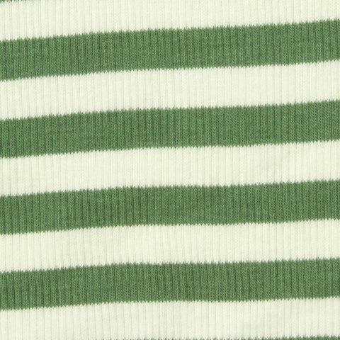 Green Horizontal-Stripe Rib Knit, Cotton
