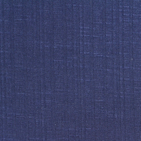 Polyester Viscose Stretch Rib Knit Fabric, 205 gsm, 155 cm — Navy
