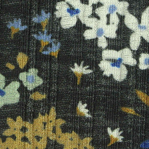 White Scattered-Floral Rib Knit, Polyester
