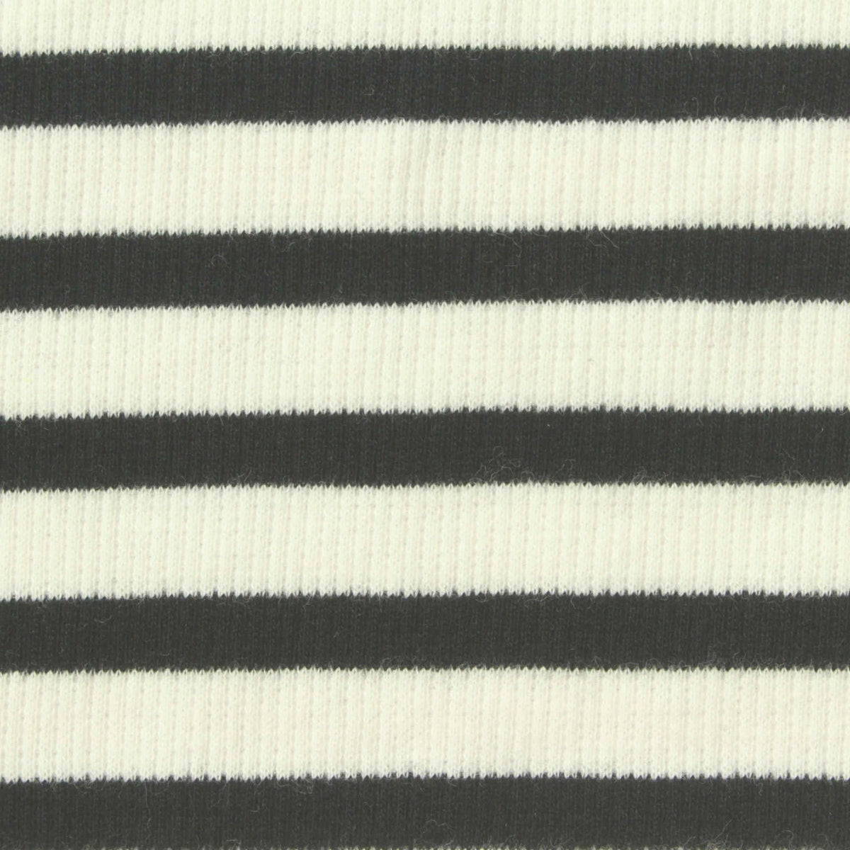 Dark Grey Horizontal-Stripe Rib Knit, Cotton, 200 gsm
