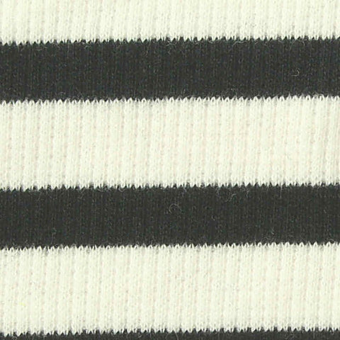 Dark Grey Horizontal-Stripe Rib Knit, Cotton, 200 gsm