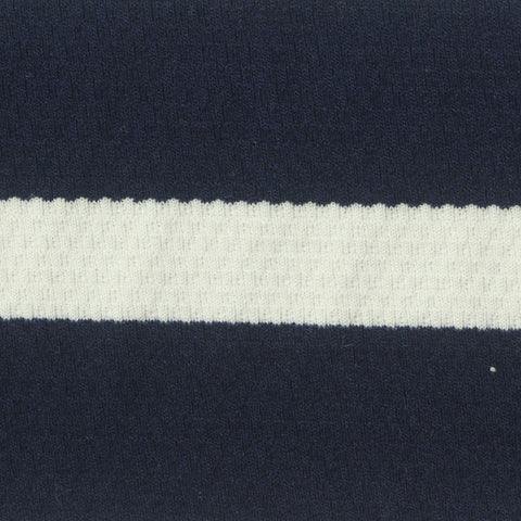 Navy Horizontal-Stripe Interlock Knit, Poly-Viscose