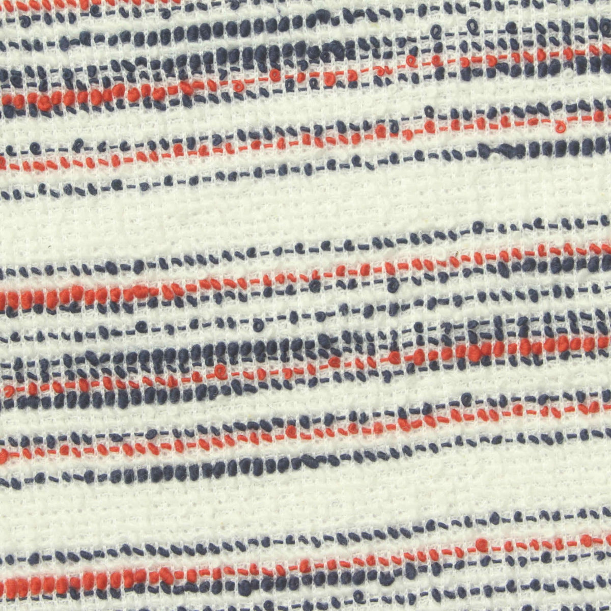 Red Horizontal-Stripe Bouclé, Cotton-Poly