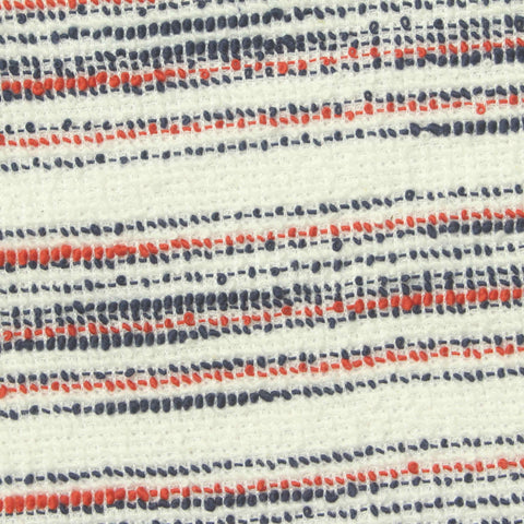 Red Horizontal-Stripe Bouclé, Cotton-Poly