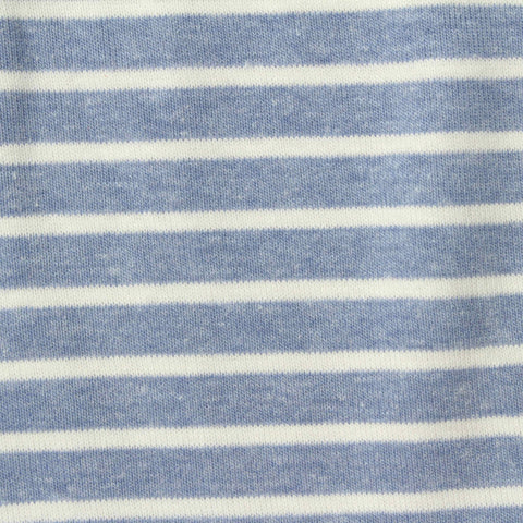 Blue Horizontal-Stripe Rib Knit, Poly-Cotton, 210 gsm