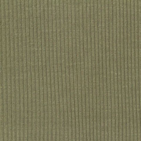 Olive Vertical-Chevron Rib Knit, Viscose