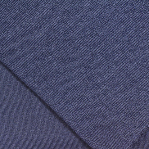 Cotton Stretch French Terry Fabric, 320 gsm, 185 cm — Navy