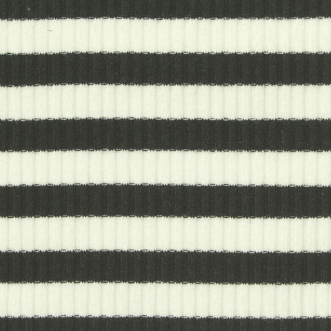 Black Horizontal-Stripe Rib Knit, Poly-Viscose, 270 gsm, 150 cm, ref EF-250722
