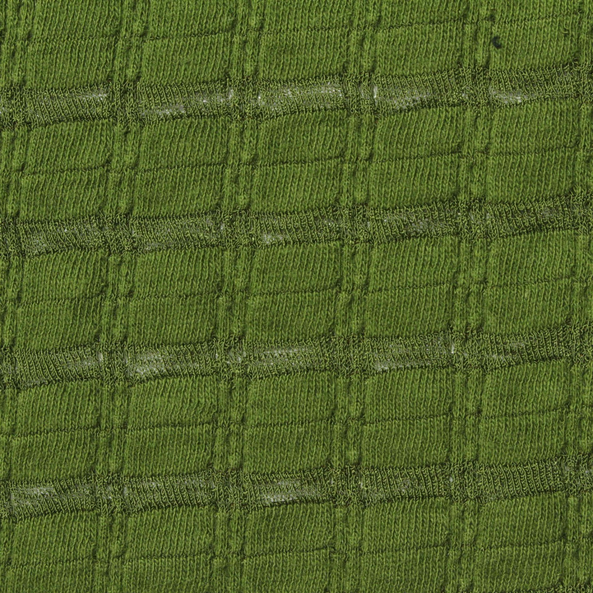 Green Textured-Grid Interlock Knit, Cotton-Poly