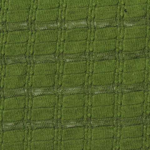 Green Textured-Grid Interlock Knit, Cotton-Poly