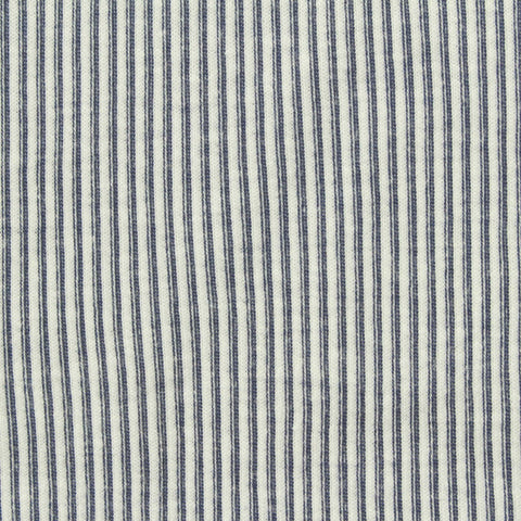 Blue Vertical-Stripe Crepe, Cotton-Poly
