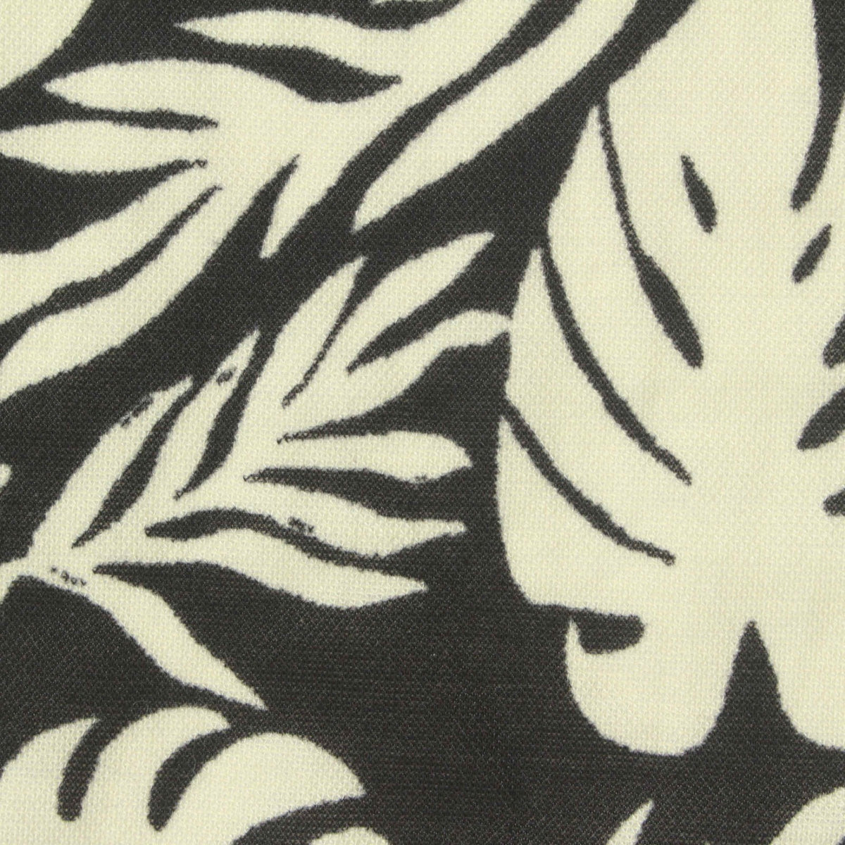Black Tropical-Leaf Piqué Knit, Viscose-Nylon