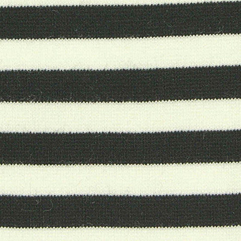 Black Horizontal-Stripe Ponte Knit, Viscose-Nylon, 315 gsm