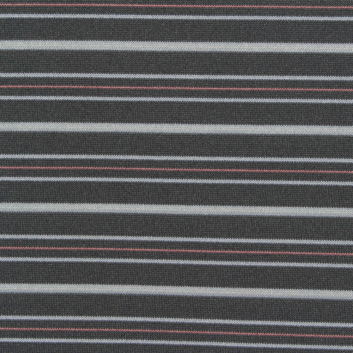 Dark Grey Horizontal-Stripe Jersey Knit, Polyester, 130 gsm