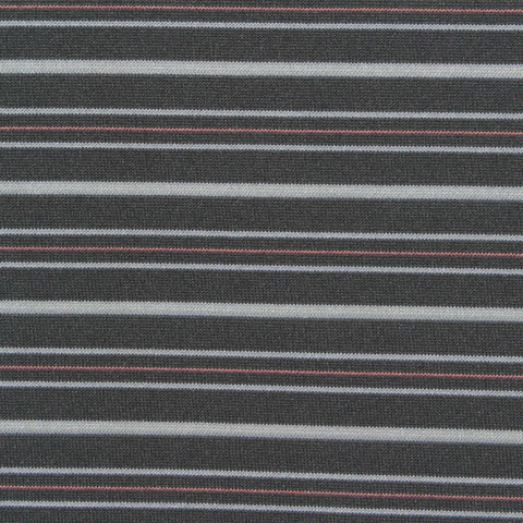 Dark Grey Horizontal-Stripe Jersey Knit, Polyester, 130 gsm