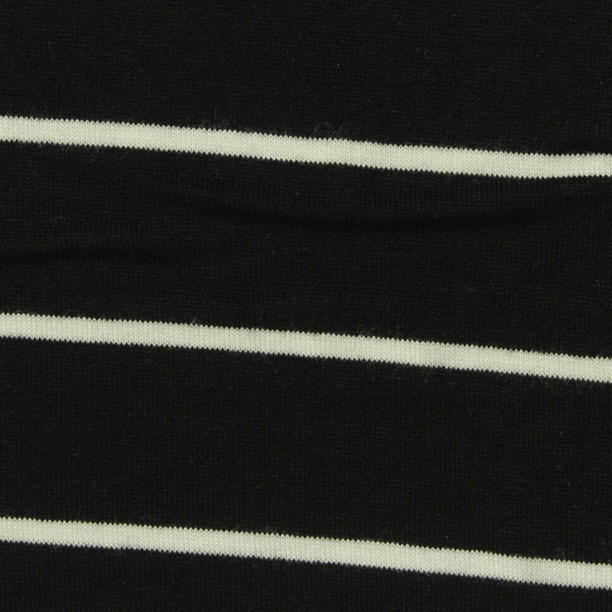 White Horizontal-Stripe Jersey Knit, Viscose, 185 gsm