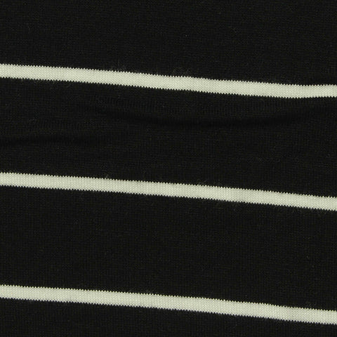 White Horizontal-Stripe Jersey Knit, Viscose, 185 gsm
