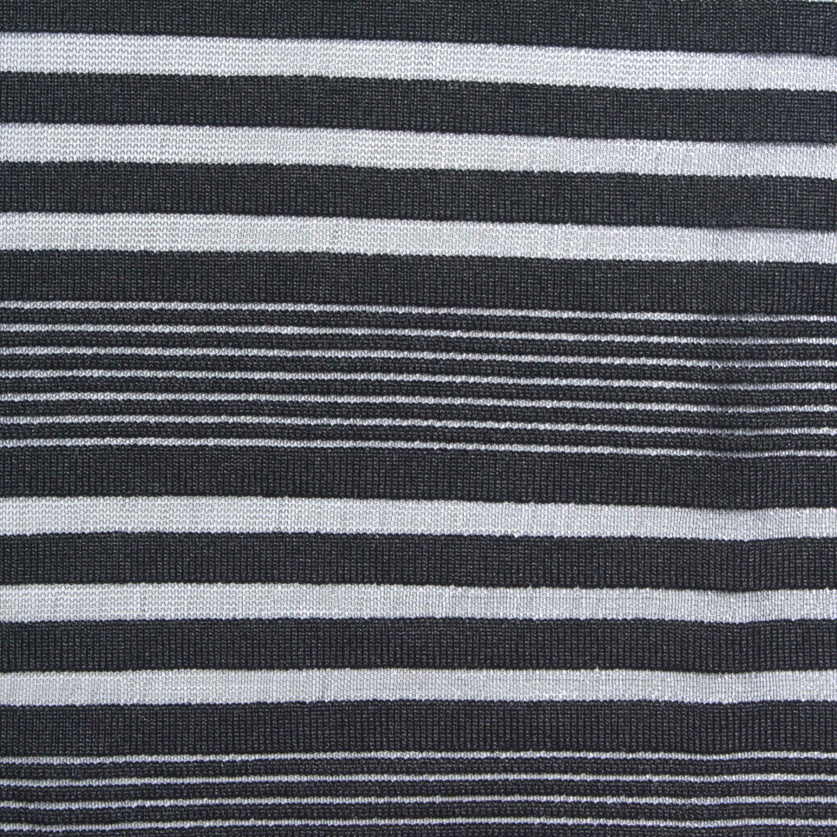 Black Horizontal-Stripe Knit, Polyester, 150 gsm, 155 cm