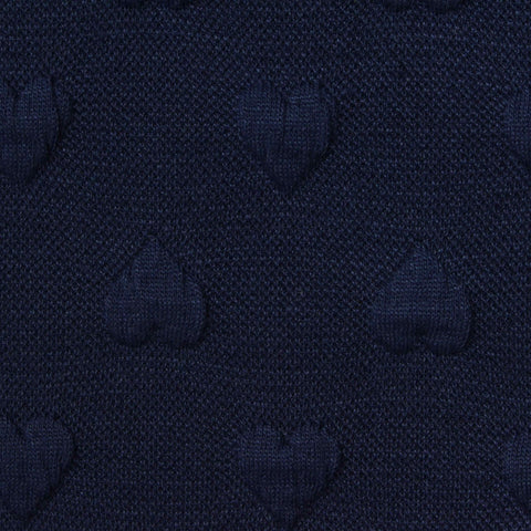 Navy Tone-on-Tone Heart Jacquard, Polyester
