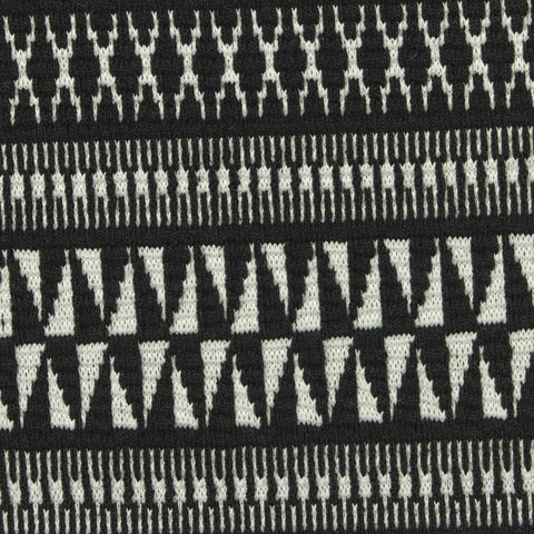 Black Geometric-Band Jacquard, Polyester