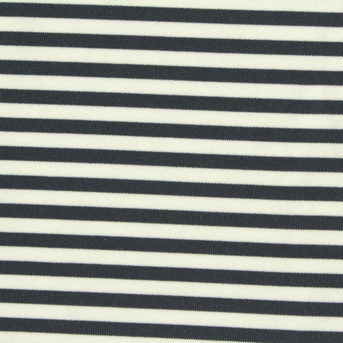 Black Horizontal-Stripe Jersey Knit, Polyester, 150 gsm
